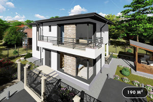 Grande Maison Ossature Métallique Moderne à Étage 200m2 080 - photo facade maison 1 thumbnail
