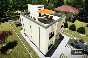 Grande Maison Ossature Metallique à 2 Étages Toit Plat 081 - photo façade maison 1 thumbnail