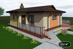 Maison Ossature Métallique 110 m2 Avec 2 Chambres 112-021 - image facade maison 1 thumbnail