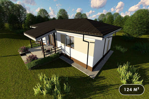 Maison Ossature Métallique 120 m2 Plain Pied Moderne 124-037 - photo maison extérieur 1 thumbnail