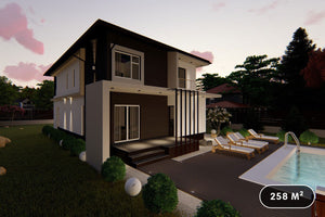 Maison Ossature Métallique Avec Grand Garage 250 m2 258-061 - image façade moderne maison 1 thumbnail