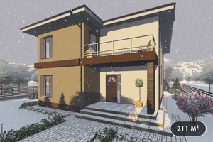 Maison Ossature Métallique Avec Toit Terrasse 200 m2 211-034 - image maison extérieur 1 thumbnail