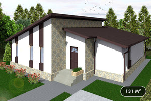 Maison Ossature Métallique De Plain Pied 3 Chambres 131-020 - image façade maison pierre 1 thumbnail