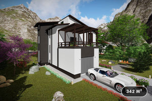 Maison Ossature Métallique Deux Étages Avec Terrasse 038 - image façade moderne maison 1 thumbnail