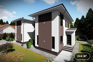 Maison Duplex Ossature Métallique 2 Niveaux Model 244-077 - image facade moderne maison 1 thumbnail