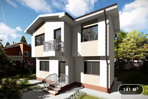 Maison Ossature Métallique Modern à Étage 140m2 141-087 - image facade maison moderne 1 thumbnail