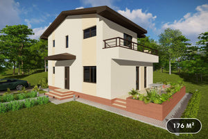 Maison Ossature Métallique à 2 Niveaux Modern 4 Chambres 030 - image facade maison 1 thumbnail