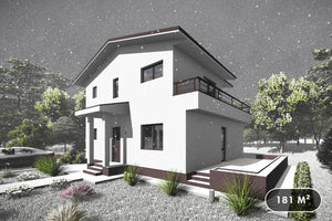 Maison Ossature Métallique à Étage Avec Balcon Terrasse 026 - image façade maison moderne 1 thumbnail