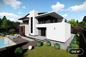 Maison Ossature Métallique à Étage Toit Terrasse 248-057 - photo façade maison 1 thumbnail