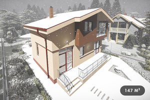 Maison à Ossature Métallique 2 Niveaux Balcon Terrasse 089 - image façade maison 1 thumbnail