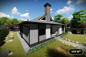 Maison à Ossature Métallique 250m2 Moderne à Étage 048 - image façade maison pierre 1 thumbnail
