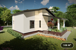 Maison à Ossature Métallique Moderne De Plain Pied 110m2 049 - image façade maison 1 thumbnail