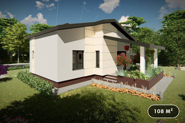 Maison à Ossature Métallique Moderne De Plain Pied 110m2 049 - image façade maison 1