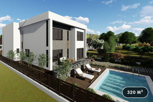 Maison en Ossature Métallique Avec Toit Plat Et Terrasse 055 - photo facade moderne maison 1 thumbnail