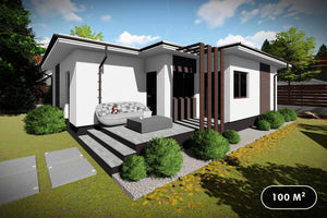 Maison en Ossature Métallique De Plain Pied 100 m2 078 - image facade moderne maison 1 thumbnail