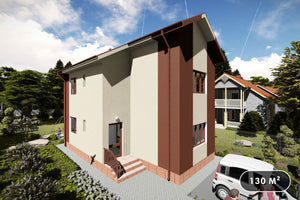 Maison en Ossature Métallique Modern à Étage 5 Chambres 088 - photo facade maison 1 thumbnail