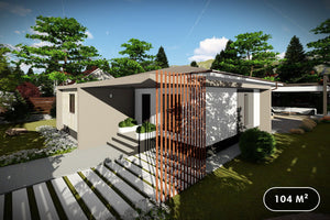 Maison en Ossature Métallique Moderne Plain Pied 100m2 068 - image façade maison 1 thumbnail