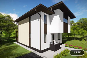 Maison en Ossature Métallique à Étage Modern 4 Chambres 023 - photo façade moderne maison 1 thumbnail