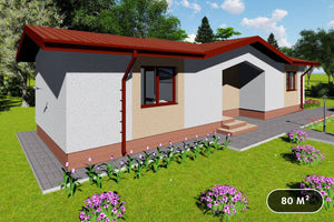 Petite Maison Ossature Métallique 80m2 Sur Un Niveau 080-035 - photo facade maison 1 thumbnail