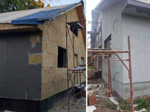 Application de mastic pour la façade du projet de maison en métal à Craiova thumbnail