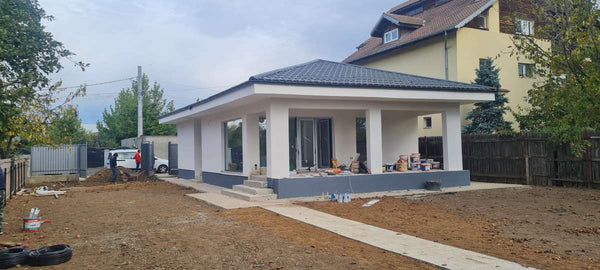 Aspect final fatade finisate casa cu schelet metalic