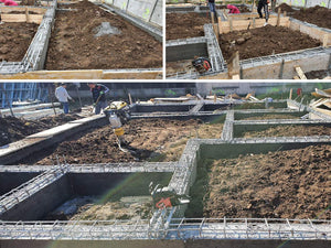 Maison à étages en phase de remblaiement de terre et compactage de la fondation thumbnail