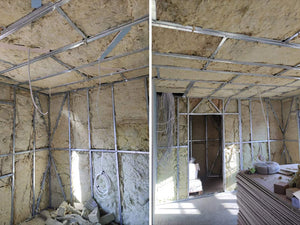Maison en métal remplissage des profilés des murs avec de la laine de roche thumbnail