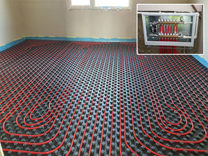 Maison sur un squelette métallique étape de montage du chauffage par le sol thumbnail