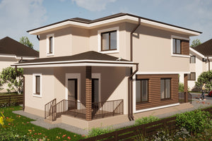 Maison à étages en phase de remblaiement de terre et compactage de la fondation thumbnail