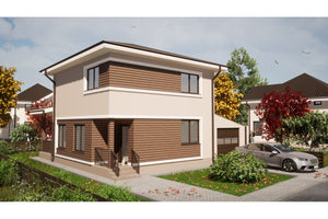Maison à étages en phase de remblaiement de terre et compactage de la fondation thumbnail
