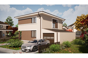 Maison à étages en phase de remblaiement de terre et compactage de la fondation thumbnail