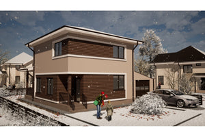 Maison à étages en phase de remblaiement de terre et compactage de la fondation thumbnail