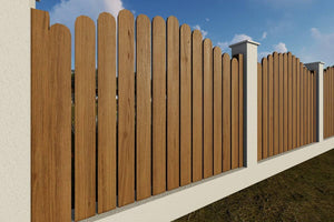 Clôture Maison Planche Bois Verticale et Poteaux Béton GA11 - photo modèle de clôture 3 thumbnail