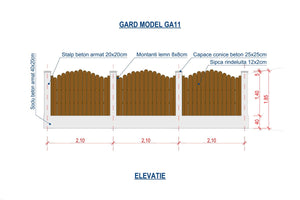 Clôture Maison Planche Bois Verticale et Poteaux Béton GA11 - design de clôture thumbnail