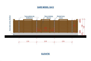 Clôture Maison en Bois Béton et Poteaux Métalliques GA12 - clôture design thumbnail