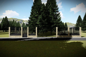 Clôture de Maison en Pierre avec Panneaux en Fer Forgé GA15 - modèle de clôture photo 2 thumbnail