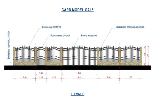 Clôture de Maison en Pierre avec Panneaux en Fer Forgé GA15 - clôture design