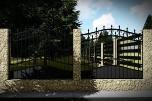 Clôture de Maison en Pierre avec Panneaux en Fer Forgé GA15 - modèle de clôture photo 3 thumbnail