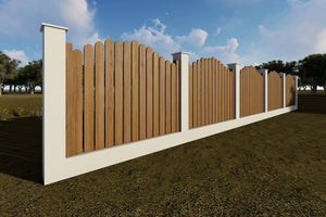 Clôture Maison Planche Bois Verticale et Poteaux Béton GA11 - photo modèle de clôture 1 thumbnail