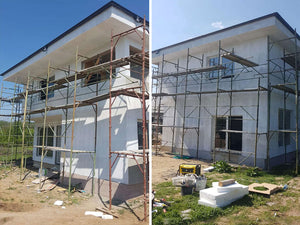 Construction d'une maison de 155 mètres carrés, application d'une couche d'apprêt sur les façades thumbnail