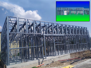 Construction d'un hangar de 240 mètres carrés, montage de la structure métallique thumbnail