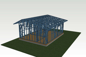 Découpe et pré-assemblage en usine de la maison sur structure métallique de plain-pied de 53 mètres carrés thumbnail