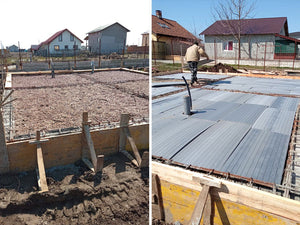 Fondation pour la maison en métal, compactage et préparation de la coulée de la dalle au-dessus du sol thumbnail