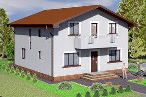 Grande Maison à Ossature Métallique Avec Balcon Terrasse 005 - image façade maison 2 thumbnail