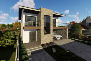 Grande Maison Ossature Métallique à 1 Étage Et Garage 052 - photo facade maison pierre 3 thumbnail