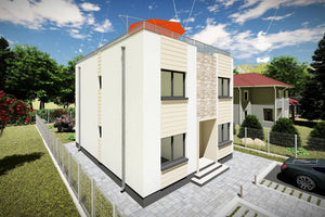 Grande Maison Ossature Metallique à 2 Étages Toit Plat 081 - photo façade maison 2 thumbnail