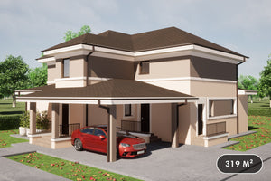 Grande Maison Ossature Métallique Avec Garage 319-111 - Conception extérieure de la maison image 1 thumbnail