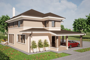 Grande Maison Ossature Métallique Avec Garage 319-111 - Conception extérieure de la maison image 3 thumbnail