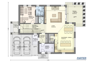 Grande Maison Ossature Métallique Avec Garage 319-111 - plan du rez-de-chaussée thumbnail