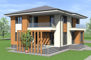 Grande Maison Ossature Métallique Avec Terrasse 285-108 - photo extérieure maison 2 thumbnail